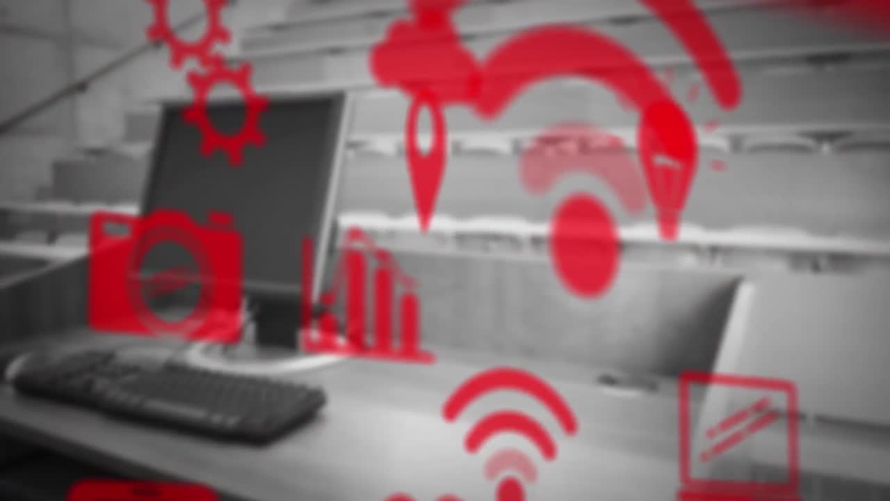 animación de los iconos de los medios en la oficina