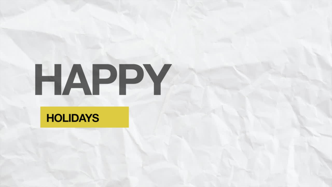 Animation intro text Happy Holidays on white hipster and grunge background