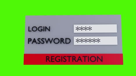 login form page. animated registration window