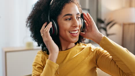 woman enjoying music with headphones