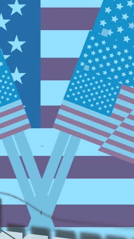 animación del procesamiento de estadísticas sobre las banderas de los estados unidos de américa.