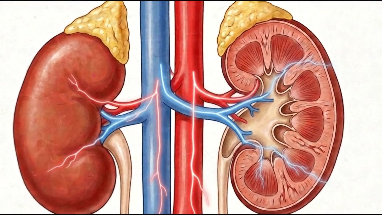 Kidney anatomy comparison with external surface and detailed internal cross section