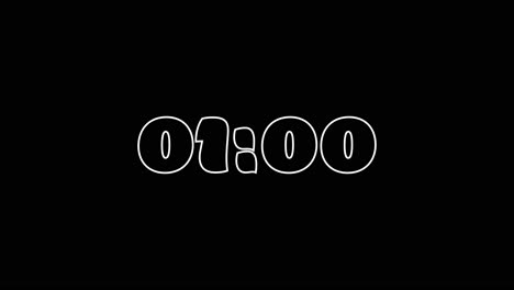 cuenta regresiva de un minuto en tipografía hegante 2 en blanco y negro