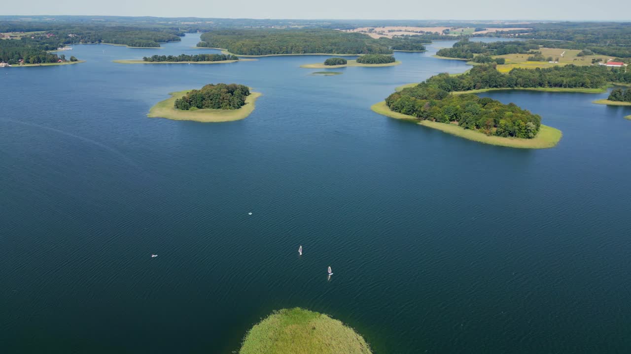 Aerial view of a beautiful lake with islands