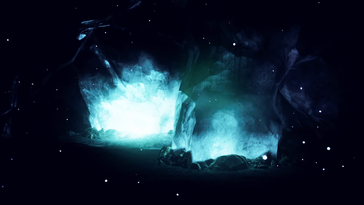 어 속에서 반이는 파란색 동굴