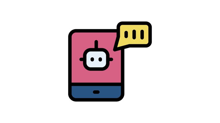 Icona Animata di Chatbot sullo Schermo dello Smartphone