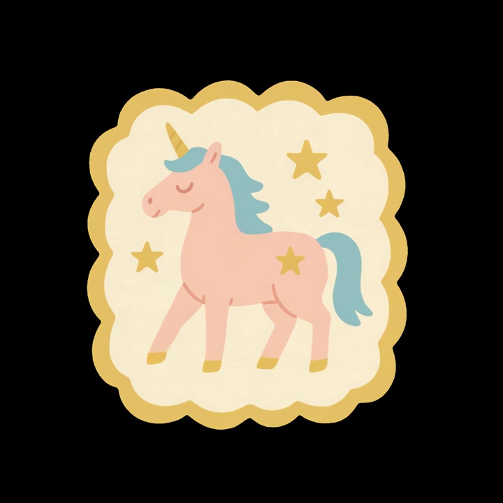 Animated Unicorn Walking in a Decorative Frame