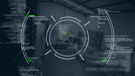 animación del escaneo de alcance sobre el procesamiento de datos contra el almacén