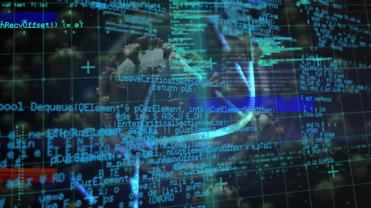 바이러스 세포 및 데이터 처리에 대한 간섭의 애니메이션