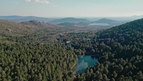 Aerial-view-at-Sierra-de-Madrid-on-a-sunny-winter's-day