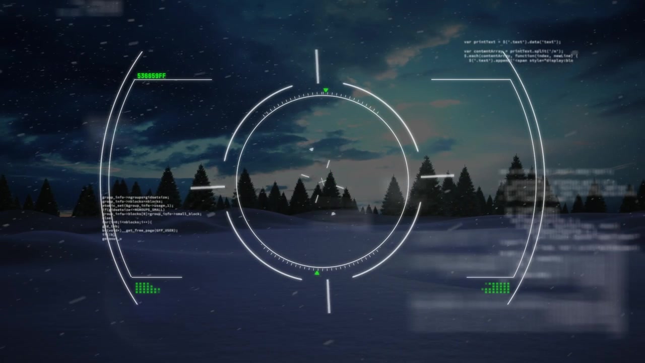 Animation of data processing over snow falling