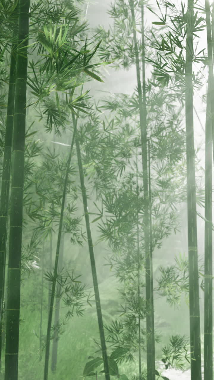 Sunlight filtering through bamboo forest creating an enchanting atmosphere