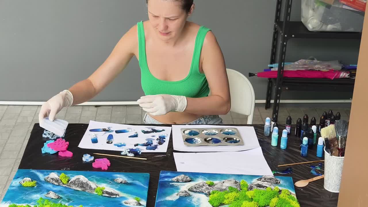 proyecto de arte de diorama de la isla de resina epoxi