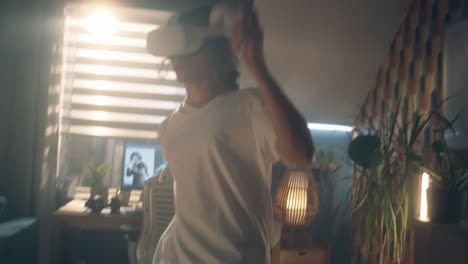 person using virtual reality headset