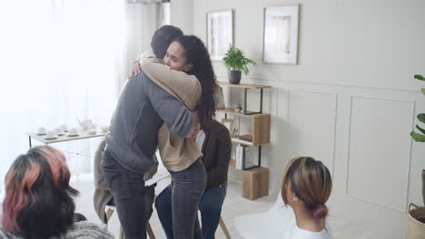 closeup of a two people hugging