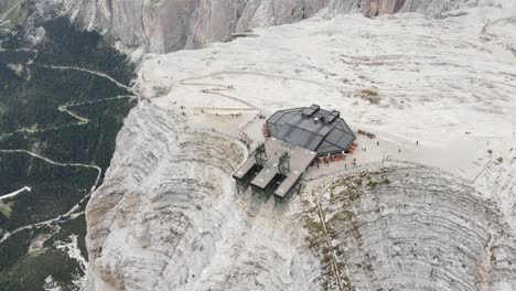 aerial views of the cable car sass pordoi in the italian dolomites-2