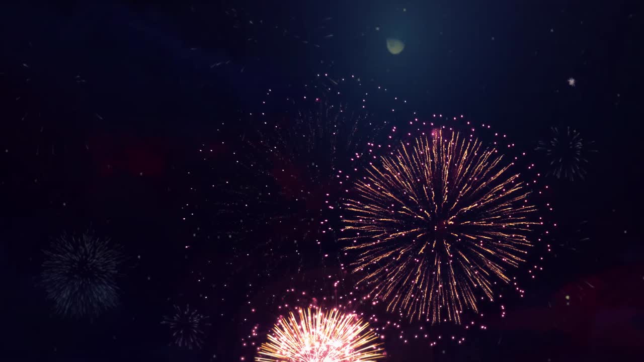 4K Abstract Loop seamless of real Fireworks Show Explosion Background.