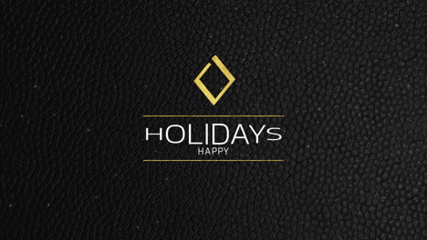 happy holidays a sleek logo with black leather texture and gold diamond