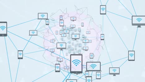 animation of shapes moving over network of connections