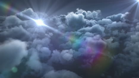 animación de una estrella errante moviéndose en el cielo azul con nubes
