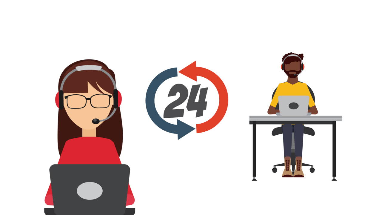 group of workers call center service