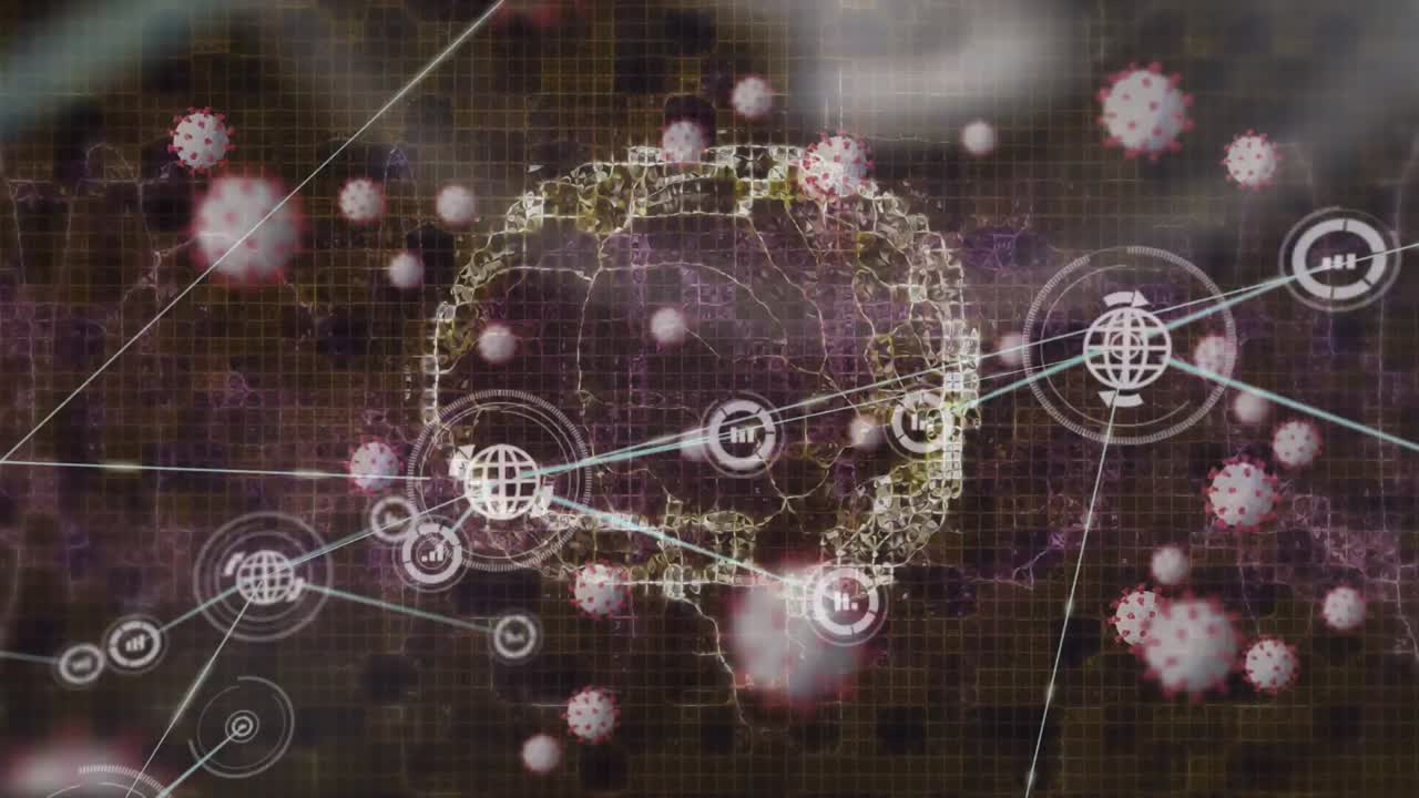 바이러스 세포와 디지털 뇌 모델을 통한 연결 네트워크의 애니메이션