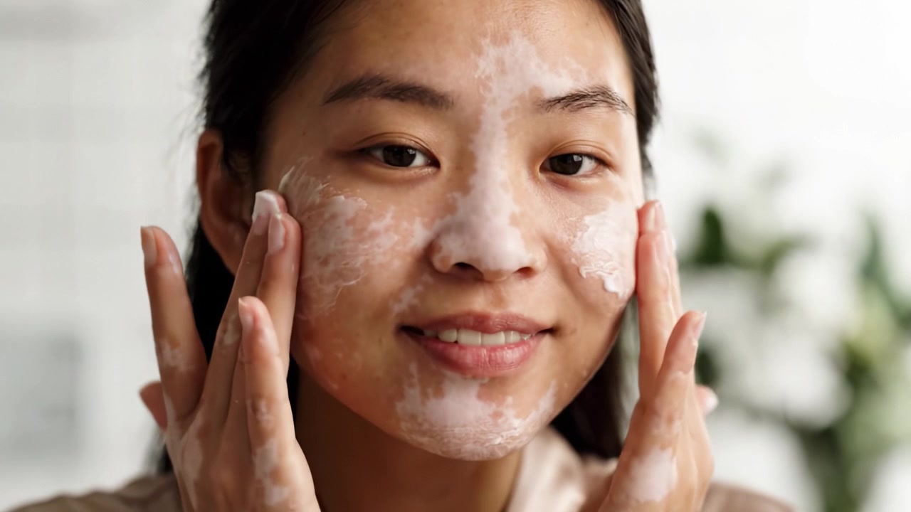 A Young Woman Applying Skincare Cream to Her Face, Featuring a Transformative Beauty Ritual for Healthy, Radiant Skin with Natural Ingredients