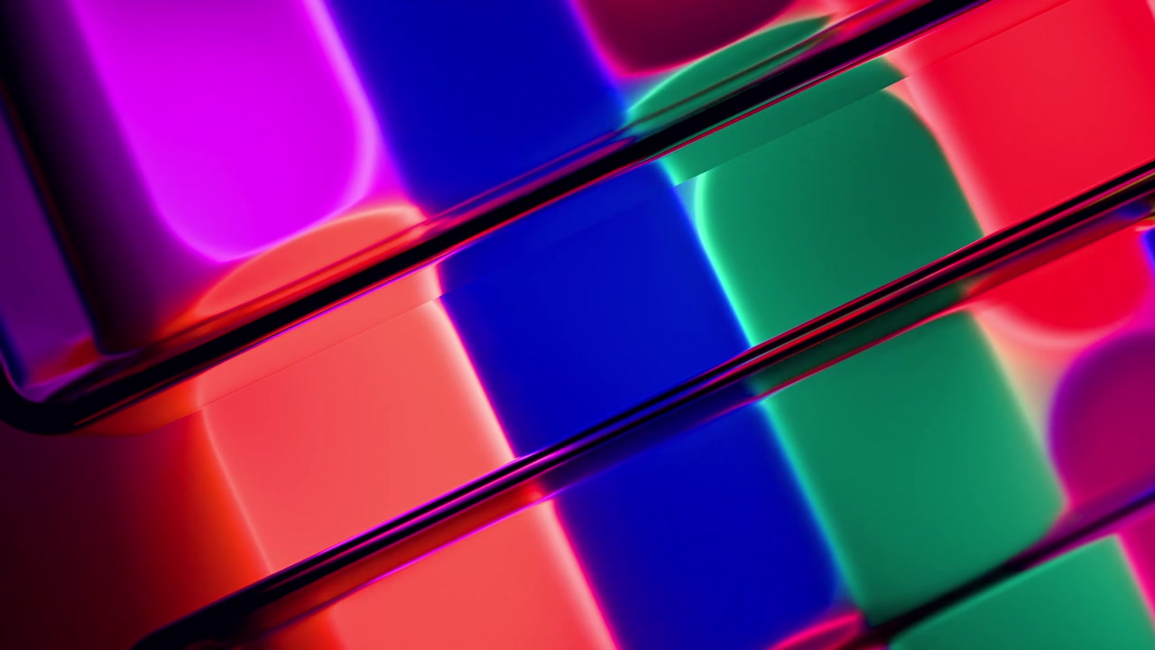 Abstract Motion Background with Glowing Neon Geometric Shapes