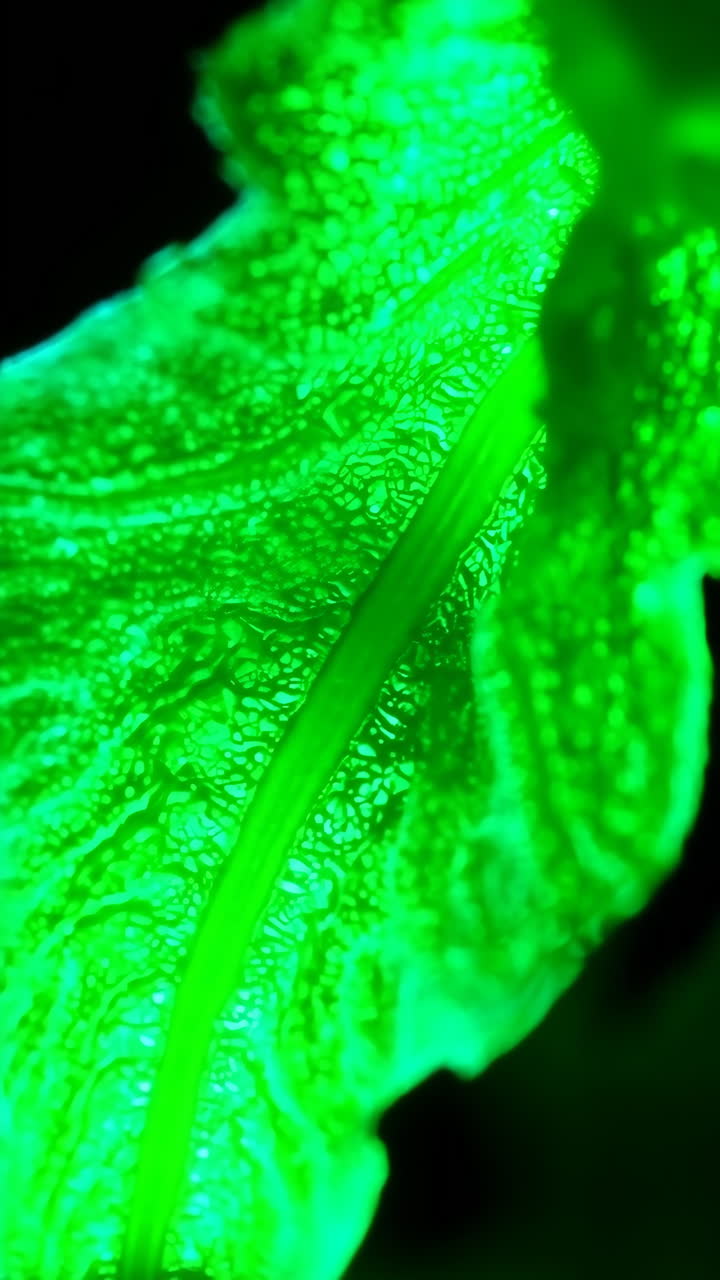Glowing Green Leaf Close-Up