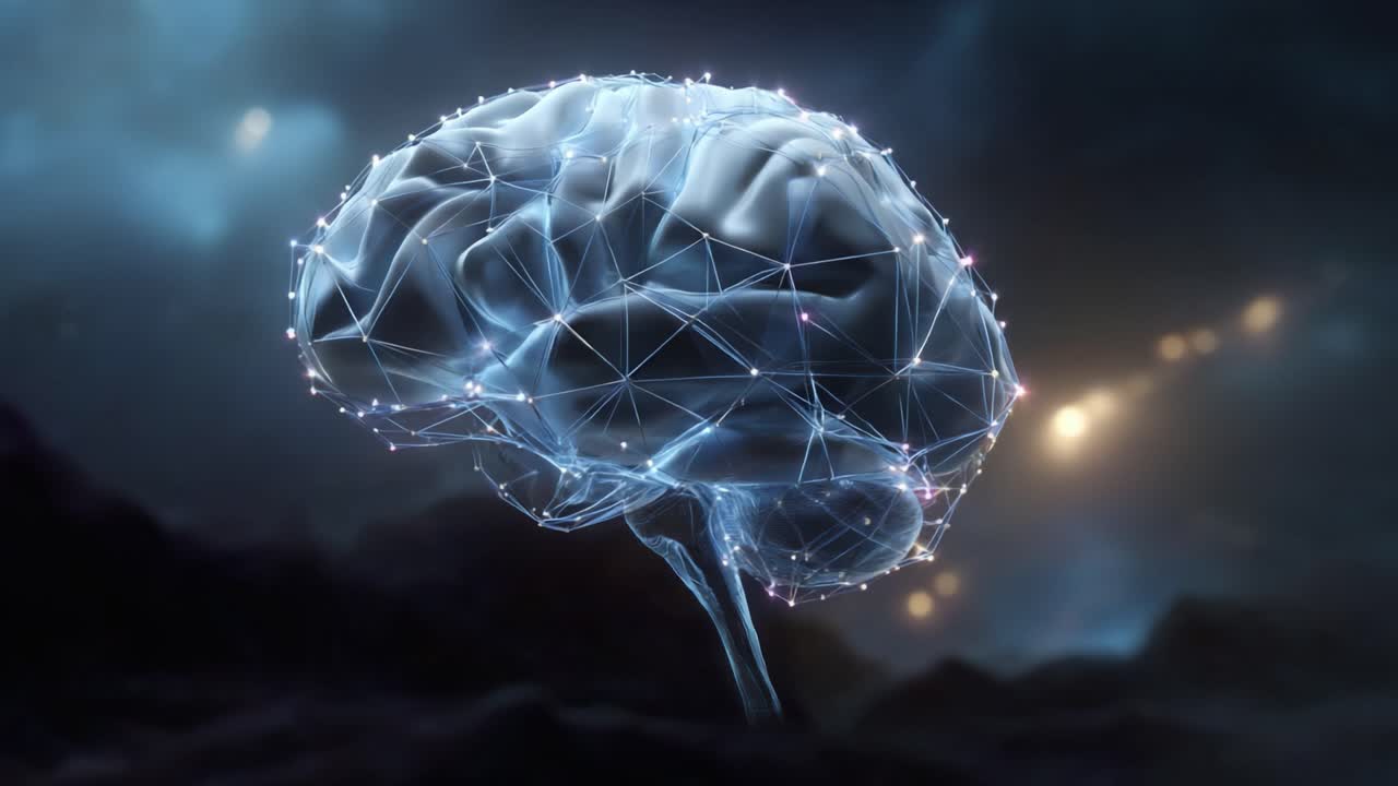 Una rappresentazione digitale del cervello umano illuminata da reti di luce, che simboleggia l'intelligenza, la connettività e i misteri della mente.