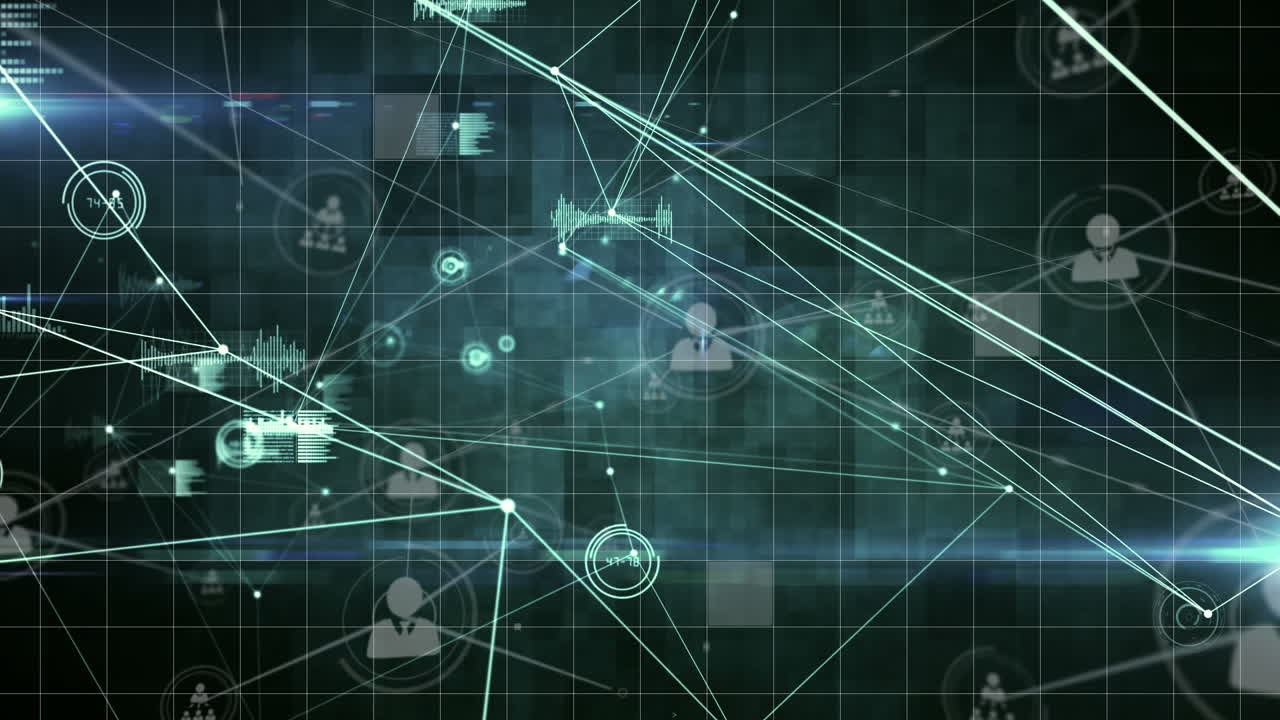 Animation of data processing on black background