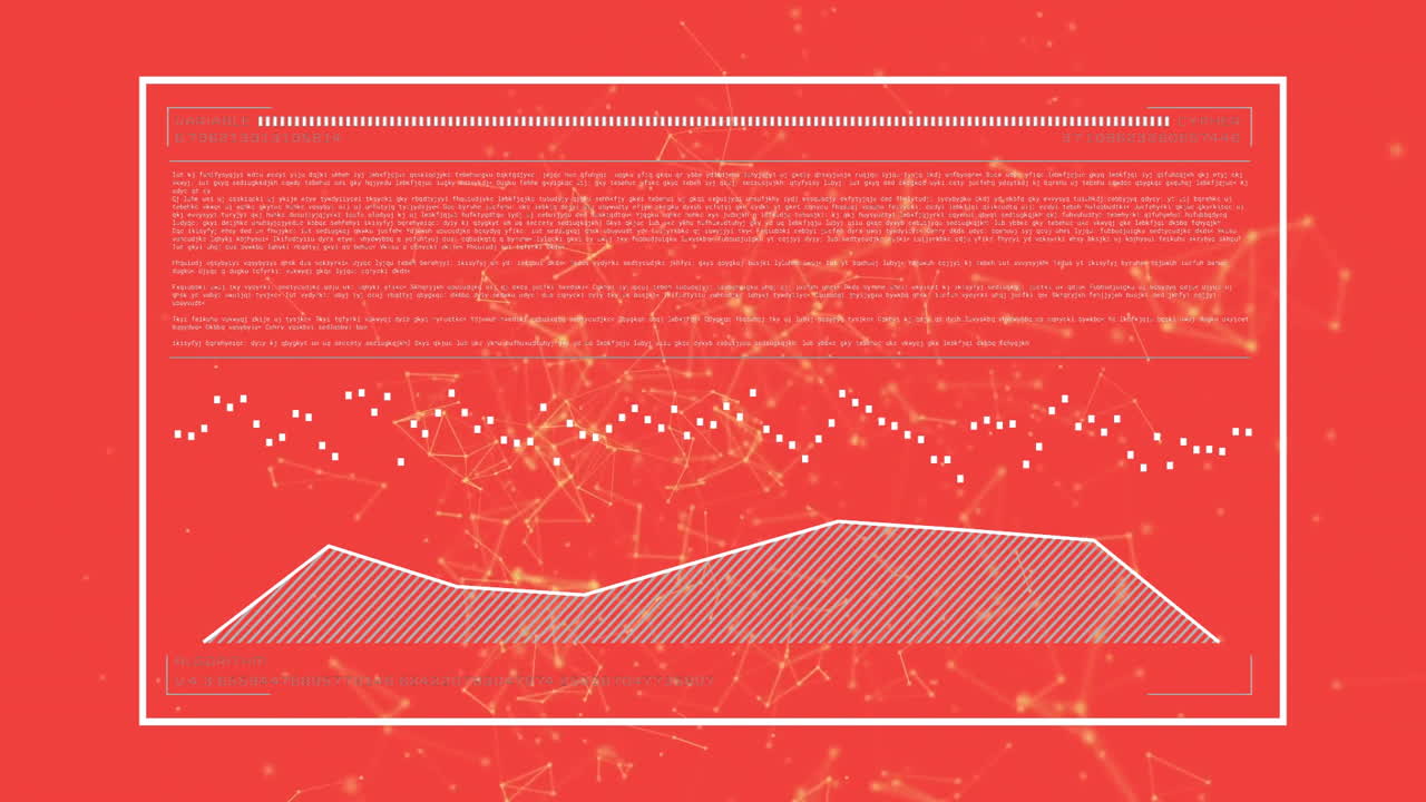 Animation of abstract network connections with graph and data visualization on red background