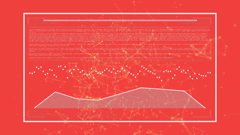 animation of abstract network connections with graph and data visualization on red background