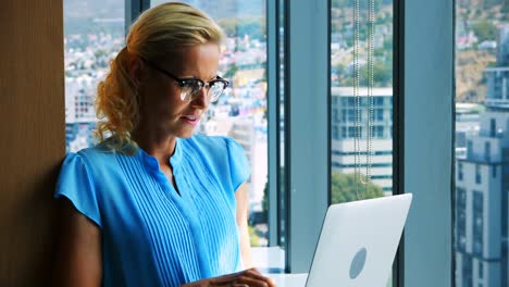 mujer ejecutiva usando una computadora portátil