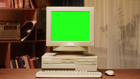 Vintage Computer with Green Screen
