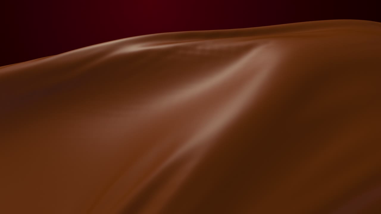 animación en bucle del chocolate sedoso, fluyendo por el viento, renderización en 3d.