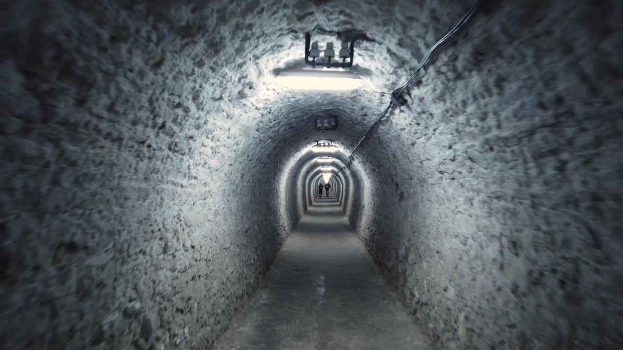 Gimbal shot in tunnels of Salina Turda