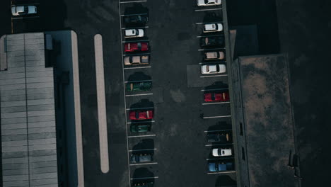 aerial view of a full parking lot