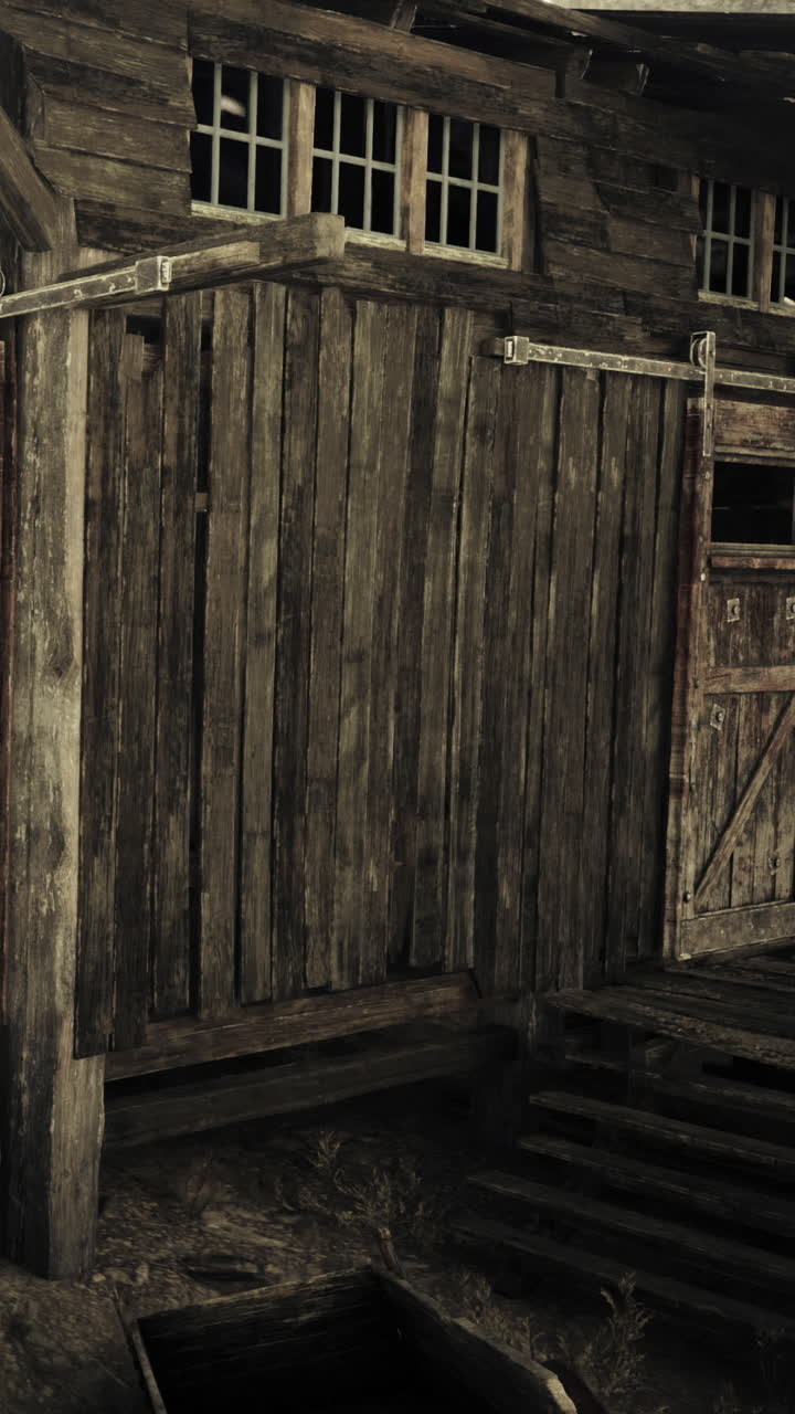 Struttura in legno con porte in un ambiente rurale durante le ore diurne
