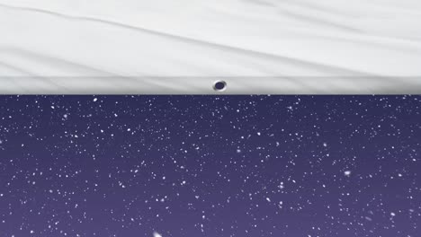 animation of christmas snow falling over white and purple background