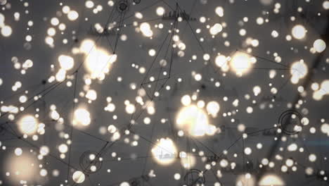 animación de puntos brillantes a través de una red de conexiones y procesamiento de datos