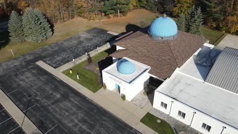 drone turning over an orthodox church in michigan