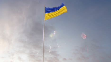 ukraine flag with fireworks background