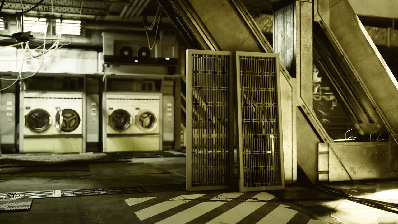 Sepiatoned depiction of mechanical devices and retro escalator surfaces