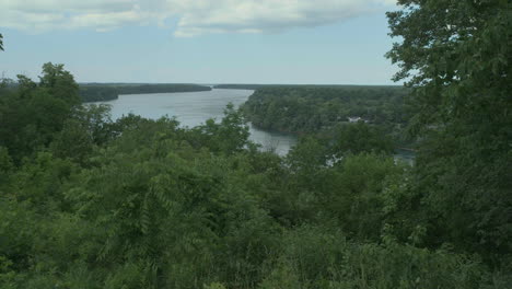 pan to the niagara river looking into the us from canada