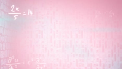 Animation-of-mathematical-equations-over-pink-background