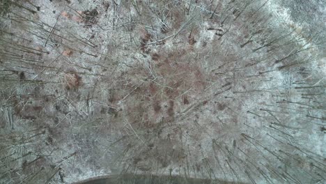 Overhead-Shot-Of-Dried-Land-During-Winter-Season,-Warren,-Ohio,-USA