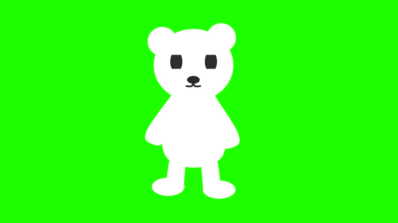 Animazione di un simpatico orso polare su schermo verde, risorsa grafica