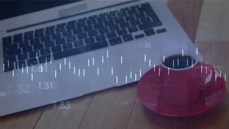 Animation-Der-Finanzdatenverarbeitung-über-Laptop