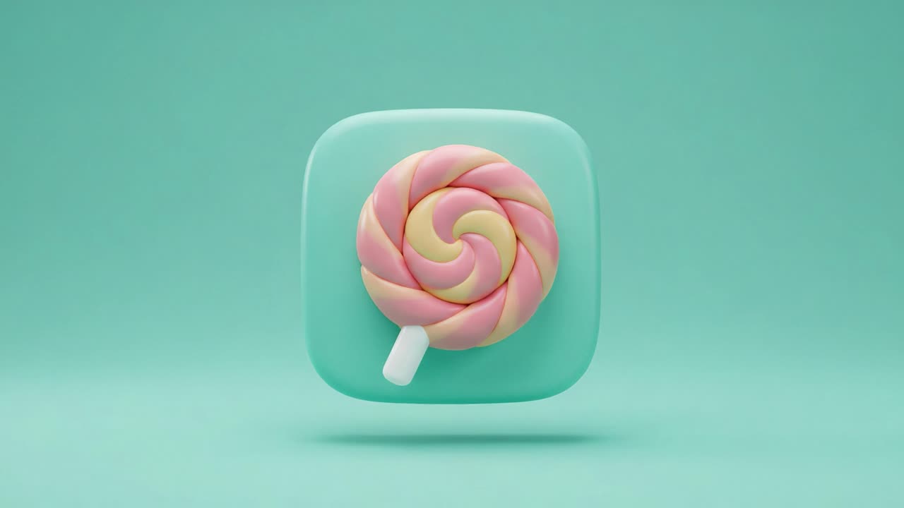 Whimsical Lollipop Design: A Colorful Swirl of Pink and Yellow on a Mint Green Background Capturing Playfulness and Sweet Delights Perfect for Culinary Creations